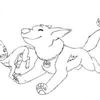 Desenho de Bolt e amigo gato correndo para colorir
