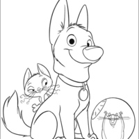 Desenho de Bolt e amigo gato para colorir