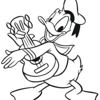 Desenho de Donald tocando violao para colorir