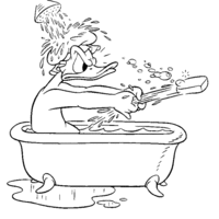 Desenho de Donald na banheira para colorir