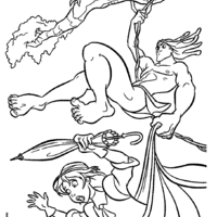Desenho de Aventuras de Tarzan e Jane para colorir