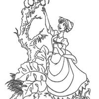 Desenho de Jane Porter na selva para colorir