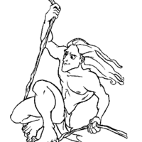 Desenho de Tarzan no cipó para colorir