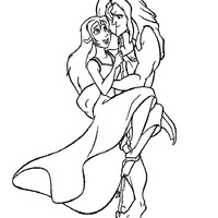 Desenho de Tarzan salvando Jane para colorir