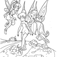 Desenho de Amigas ajudando Tinker Bell para colorir