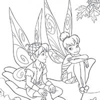 Desenho de Terence e Tinker Bell conversando para colorir