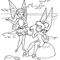 Desenho de Tinker Bell conversando com Rosetta para colorir