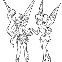 Desenho de Tinker Bell e Vidia conversando para colorir