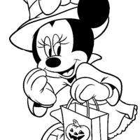 Desenho de Fantasia de Halloween da Minnie para colorir