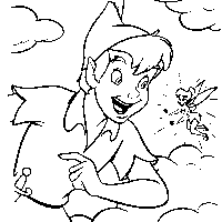 Desenho de Peter Pan e Sininho felizes para colorir