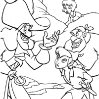 Desenho de Capitão Gancho capturando Peter Pan para colorir