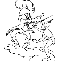 Desenho de Capitão Gancho contra Peter Pan para colorir
