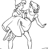 Desenho de Peter Pan carregando Peter Pan no colo para colorir