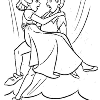 Desenho de Peter Pan ajudando Wendy para colorir