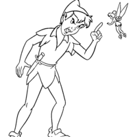 Desenho de Peter Pan brigando com Sininho para colorir