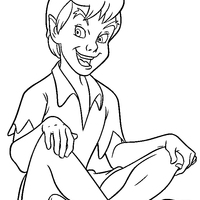 Desenho de Peter Pan sentado para colorir