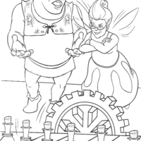 Desenho de Fada madrinha e Shrek para colorir