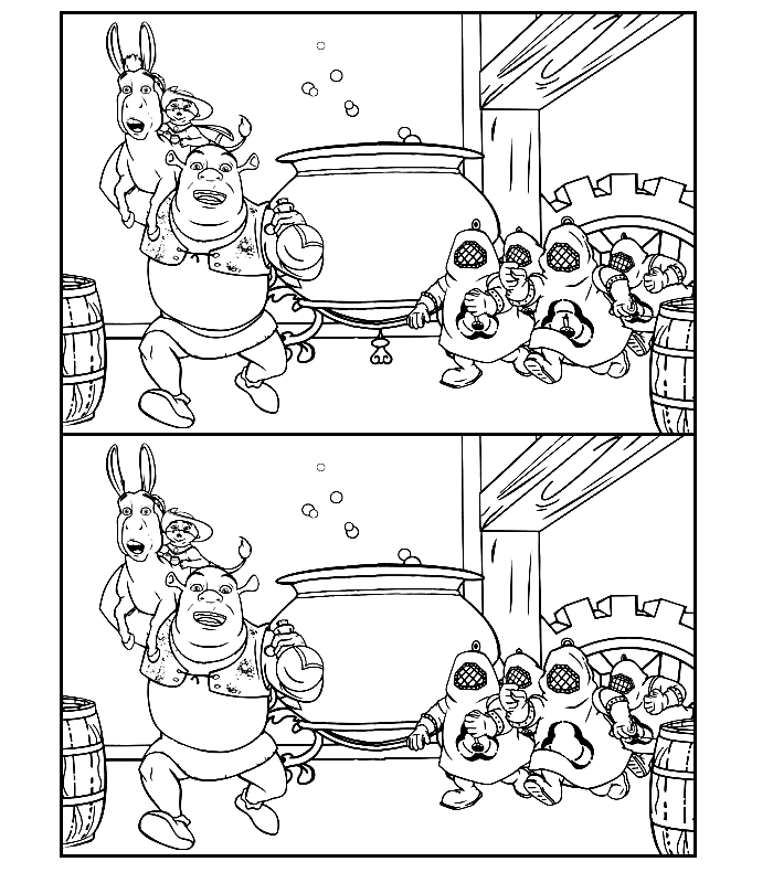 Desenho de Jogo dos 7 erros - Shrek para colorir - Tudodesenhos