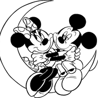 Desenho de Mickey e Minnie na lua para colorir