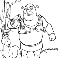 Desenho de Shrek bebendo poção mágica para colorir
