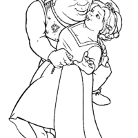 Desenho de Shrek e Fiona apaixonados para colorir