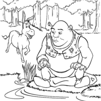 Desenho de Shrek no lago para colorir