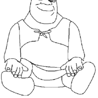 Desenho de Shrek sentado para colorir