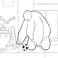 Desenho de Baymax jogando bola para colorir