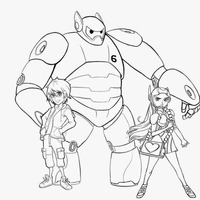 Desenho de Super Baymax e amigos para colorir