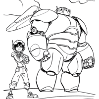 Desenho de Super Hiro Hamada e Super Baymax para colorir