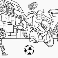 Desenho de Super Baymax brincando com hiro Tomago para colorir