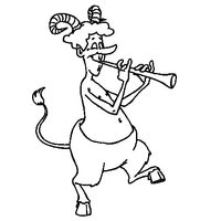 Desenho de Fauno tocando flauta para colorir