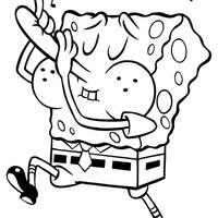 Desenho de Bob Esponja tocando flauta para colorir