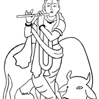 Desenho de Mulher tocando flauta para touro para colorir