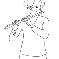 Desenho de Mulher tocando flauta para colorir