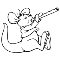 Desenho de Ratinho tocando flauta para colorir