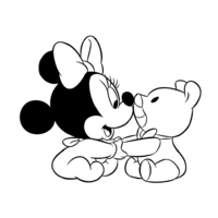 Desenho de Minnie baby e ursinho de pelúcia para colorir