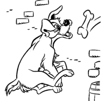 Desenho de Cachorro pegando osso para colorir