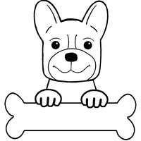 Desenho de Cachorro segurando osso para colorir