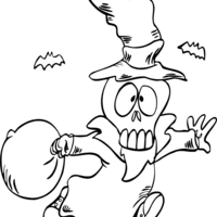 Desenho de Esqueleto correndo com medo para colorir