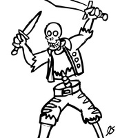 Desenho de Esqueleto da perna de pau para colorir