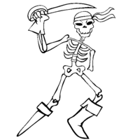 Desenho de Esqueleto de pirata para colorir