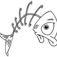 Desenho de Esqueleto de peixe para colorir