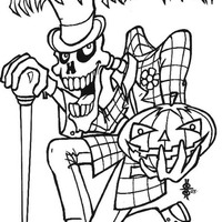 Desenho de Esqueleto no Halloween para colorir