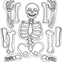 Desenho de Esqueleto para recortar e montar para colorir