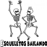 Desenho de Esqueletos bailando para colorir