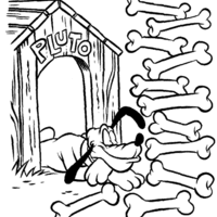 Desenho de Pluto sonhando com ossos para colorir