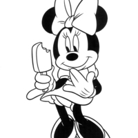 Desenho de Minnie chupando picolé para colorir