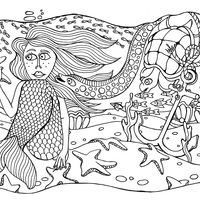 Desenho de Âncora no fundo do mar para colorir