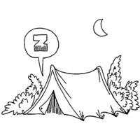 Desenho de Homem dormindo na cabana para colorir
